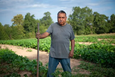 Vicente Gonzalez stands for a portrait at his farm in Bodcaw, Ark. on Sept. 7, 2023. Photo by Rory Doyle.
